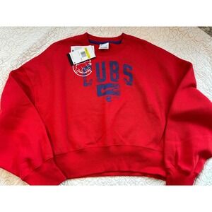 Nike Chicago Cubs Womens Red Crew Neck Cropped Sweatshirt Size S